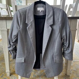 Skies Are Blue Charcoal Blazer with Ruched Sleeves